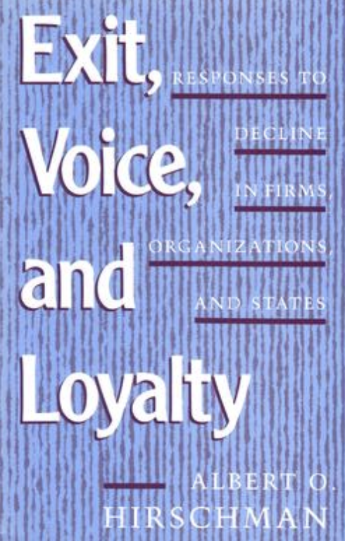 Book cover of Exit, Voice, and Loyalty by Albert Hirschman